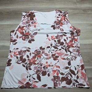 Kastel Denmark Sleeveless Top Womens XL Pink Floral V-Neck Equestrian Golf Shirt